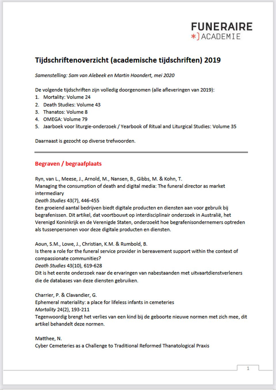 FA Tijdschriftoverzicht 2019
